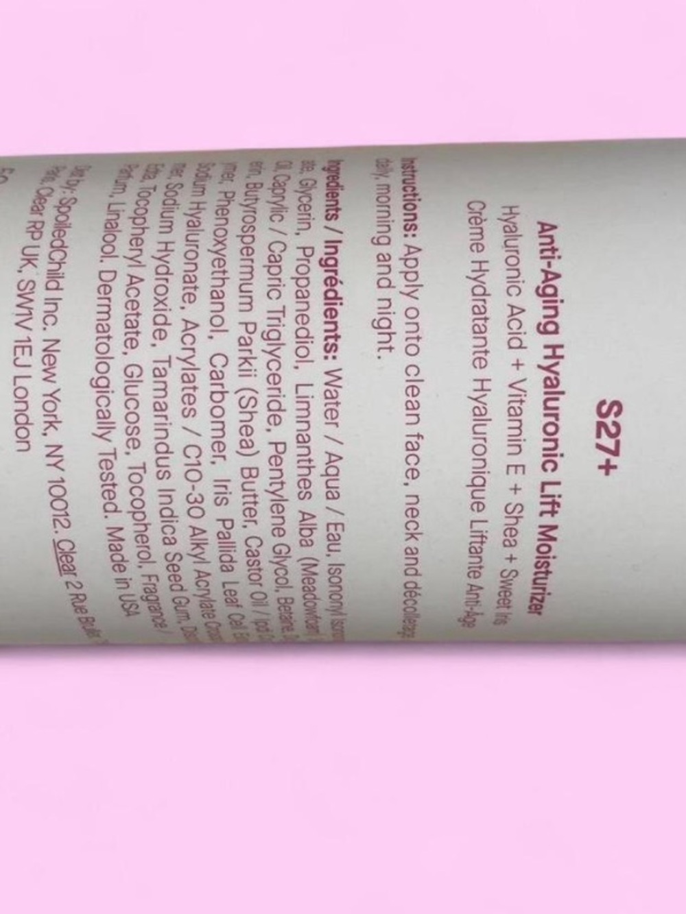 Spoiled Child S27+ Anti-Aging Hyaluronic Lift Moisturizer MSRP $95